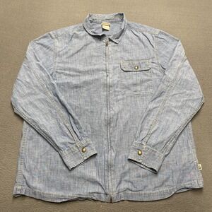 North Face Shirt Mens XL Blue Chambray Zip Front Long Sleeve Workwear Pocket